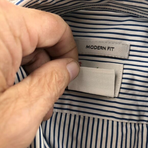 Lacoste Men's Shirt Size 42 FLAW Striped Long Sleeve Button Up Classic Blue - Picture 12 of 16